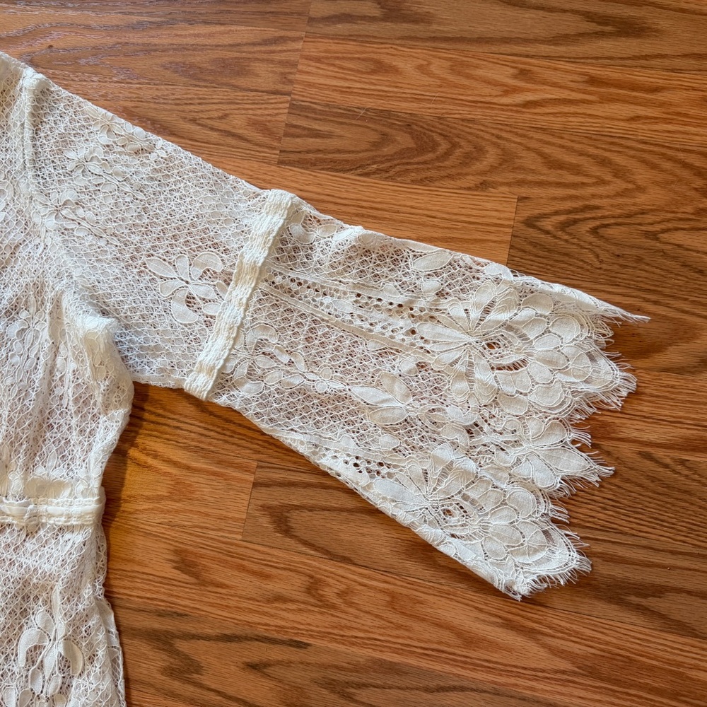 White Lace 3X Swim Cover Up Dress Beach Boho Resort Colleen Lopez Flowy Sleeve - Picture 4 of 12